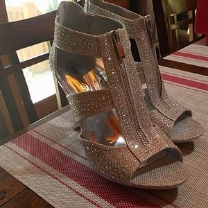 Silver glitter heels